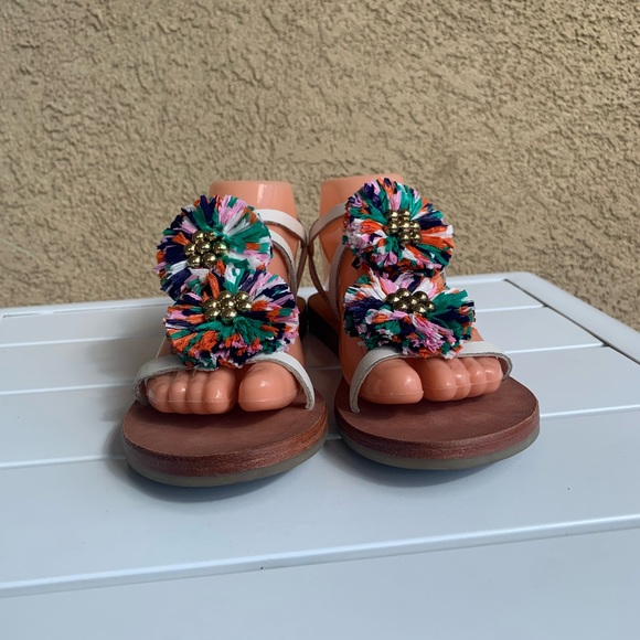 Boden white strappy leather with appliqués sandals size 8-8.5 ( European 39) - Picture 3 of 14